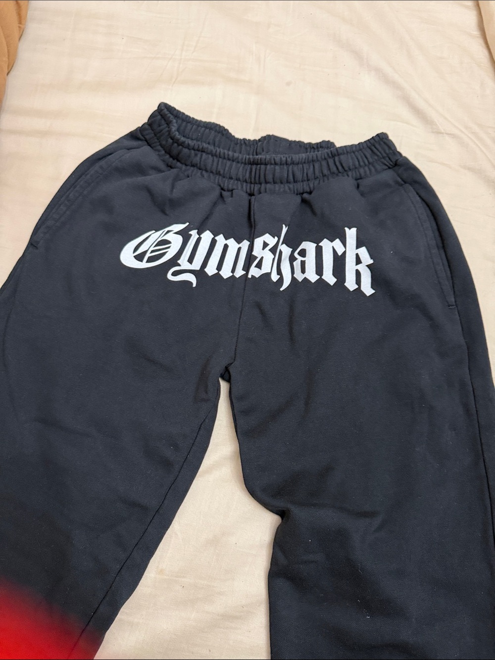 Gymshark Black Joggers with White Gothic Logo